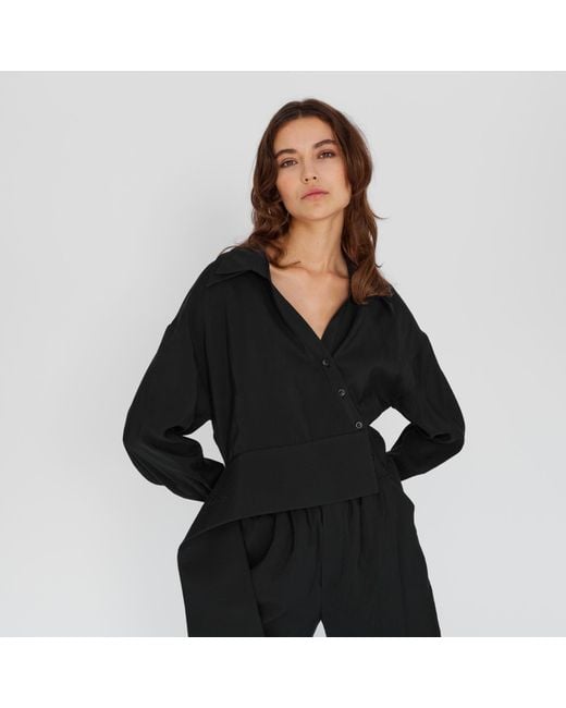 Mirimalist Black Flow Cupro Shirt