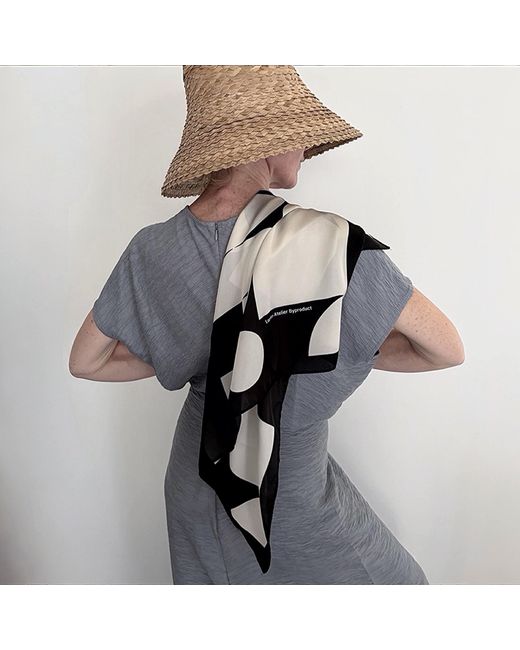 London Atelier Byproduct Black Geometric Print Square Silk Scarf