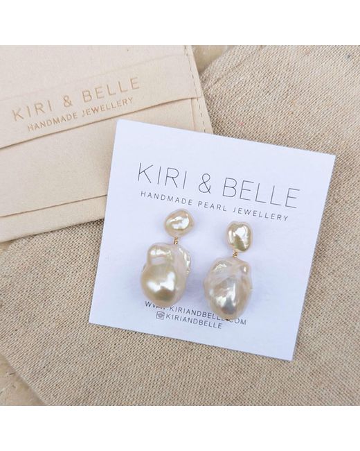 Kiri & Belle White Nova Large Baroque Pearl Drop Filled Earrings