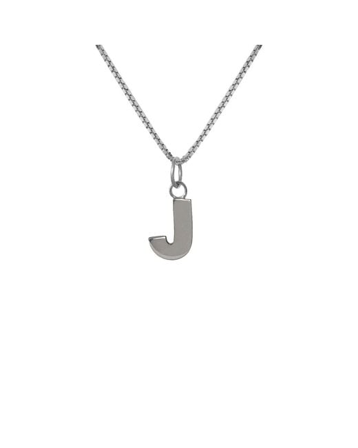 Edge Only Metallic Letter Pendant "J" Initial Necklace Sterling for men