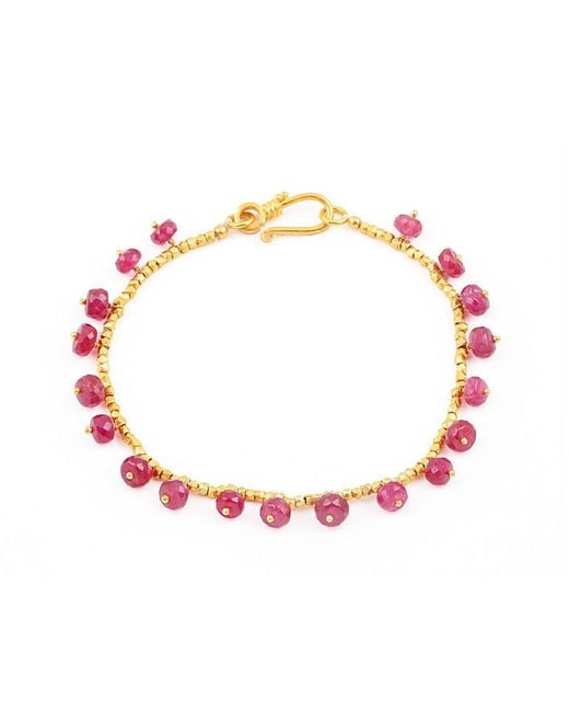 Opium Jewels Red Ruby Drops Garland Bracelet