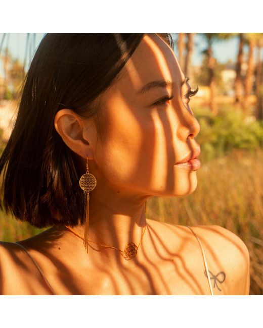 Seven Saints Metallic Seed Of Life Choker Or Y Style Lariat, Reversible Necklace