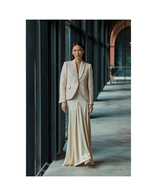 The Extreme Collection Blush Textured Tailored Blazer With Subtle Leaf Pattern Serafina