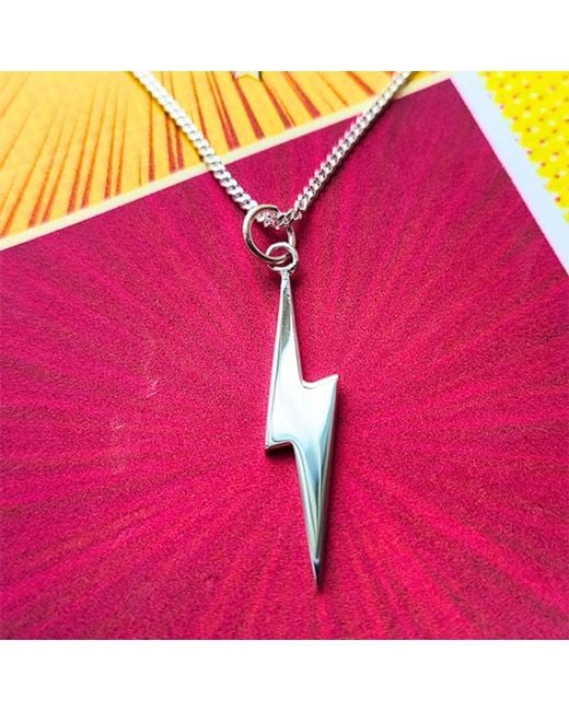 Edge Only Metallic Mini Pointed Lightning Bolt Pendant Sterling