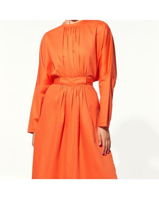 NAZLI CEREN Martha Open Back Cotton Dress In Orange