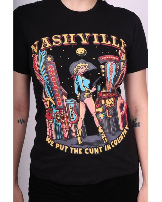Any Old Iron Black Cuntry Color Cotton T-Shirt