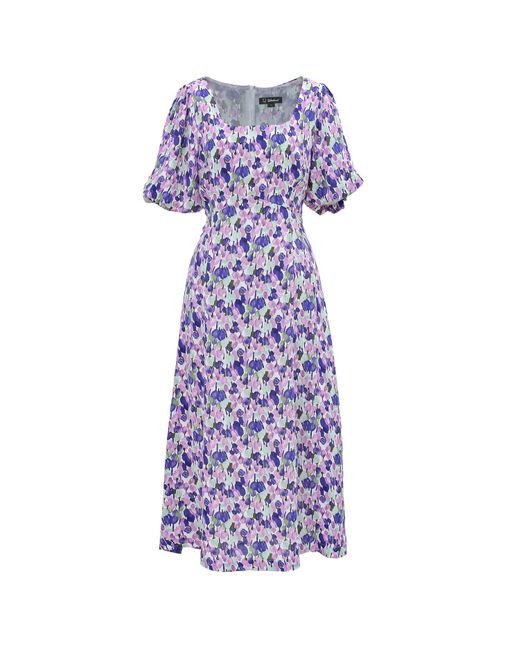 Smart and Joy Purple Square Neckline Liberty Print Dress