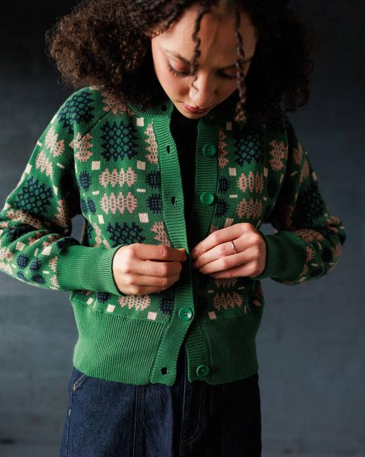 Mabli Green Carthen Neat Cotton Cardigan