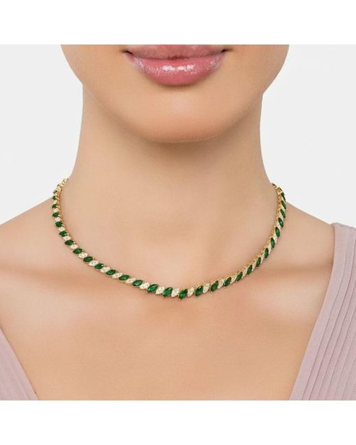 Latelita London Metallic Viscountess Statement Tennis Necklace Emerald
