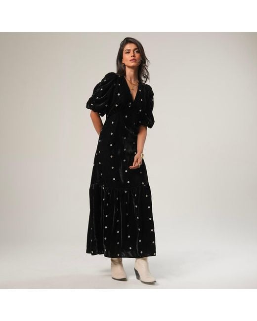 Rose & Nancy Black Mila Velvet Midi Dress