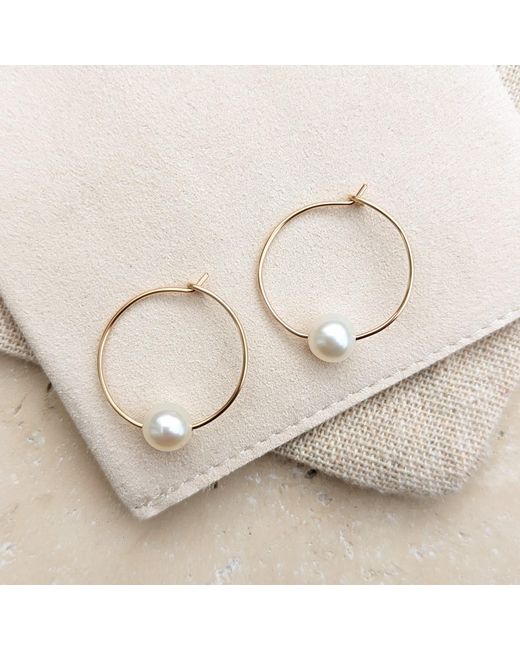 Kiri & Belle Metallic Mia Small Pearl Filled Wire Hoop Earrings