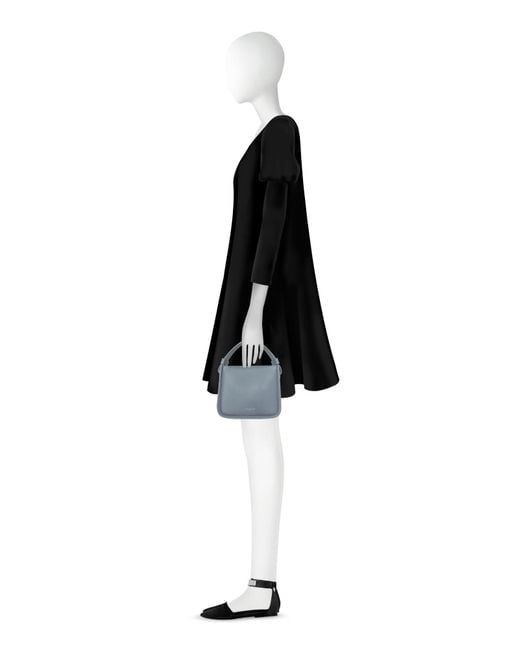 Le Parmentier Blue Duplo Small Hammered Leather Top Handle Bag