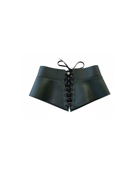 Circular Path Black Lace Up Corset Belt