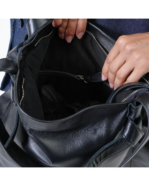 Metamorph Black Genuine Leather Tote Bag