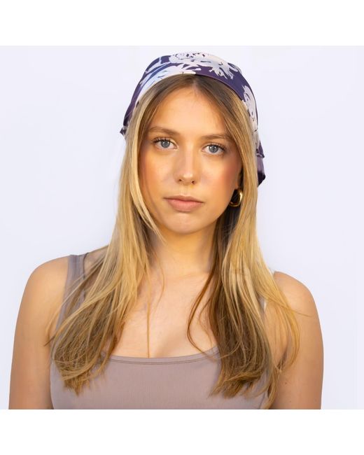 Lamberty Munich Purple Midnight Rose Midi Silk Scarf Deep