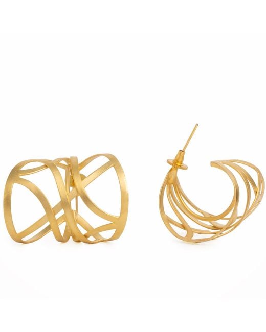 Meraki by Rashmi Bajaj Metallic Fine Line Plated Hoop Earrings
