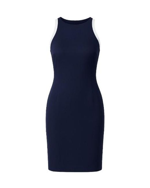 Conquista Blue Sleeveless Dress With Contrast Detail