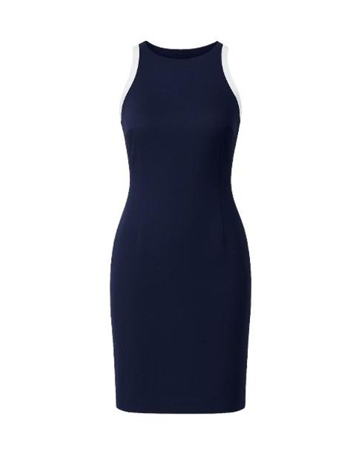 Conquista Blue Sleeveless Dress With Contrast Detail