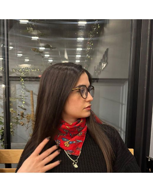 Springmoonatelier Red Fire Floral Cotton Scarf – Special Design