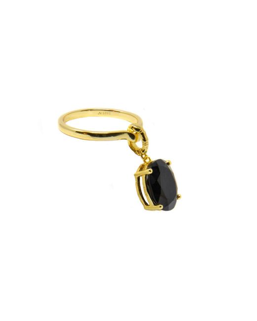 NASI SILVER Yellow Crystalis Dancer Dangling Ring- Onyx