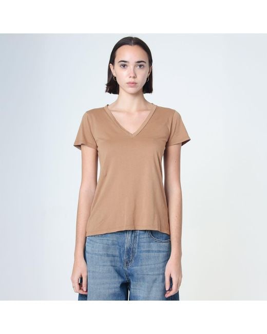 NOEND Brown Supima Cotton Deep V Neck Tee