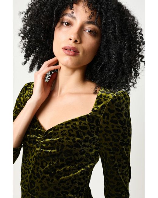 Louche Green Ambrose Velvet Roar Midi Dress
