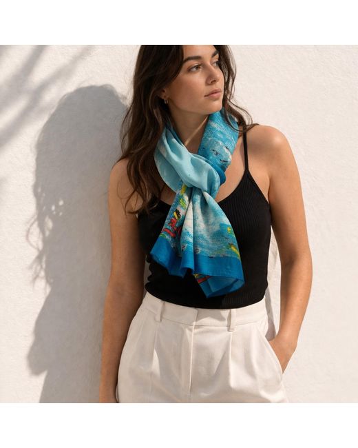 Nuvv Collection Blue Ocean Art Silk Scarf
