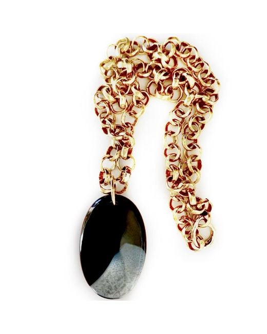 Persia Dona Jewelry Metallic Magical Agate Necklace