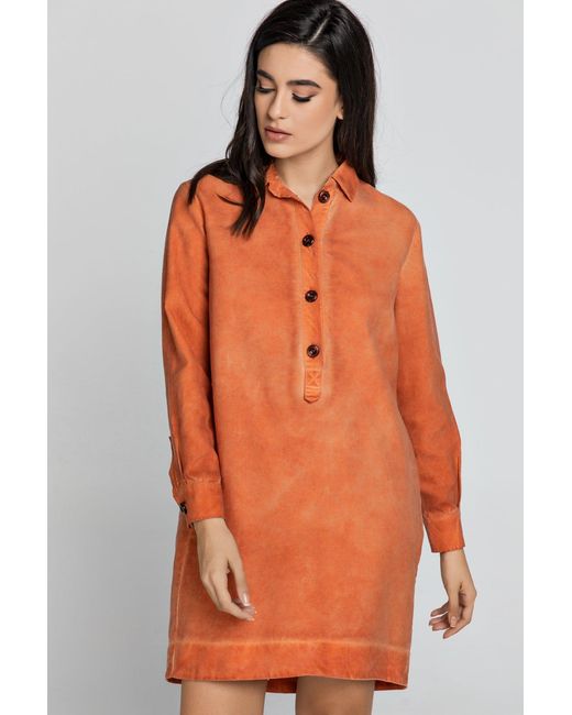 Conquista Orange Tencel Shirt Dress