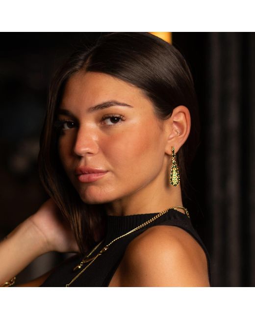 Ebru Jewelry Green Queen's Grace Emerald Drop Earrings