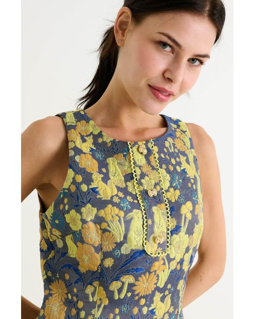 Louche Green Marcia Fairytale Jacquard A-Line Mini Dress