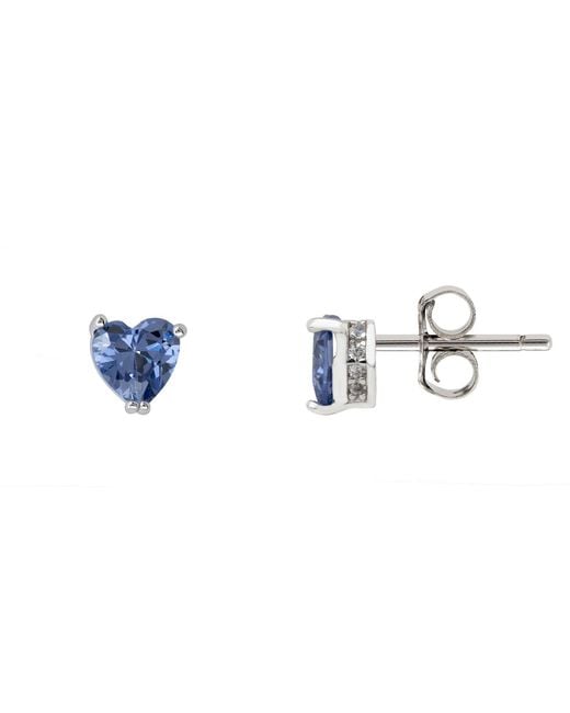 Latelita London Blue Asscher Cut Heart Stud Earrings Tanzanite
