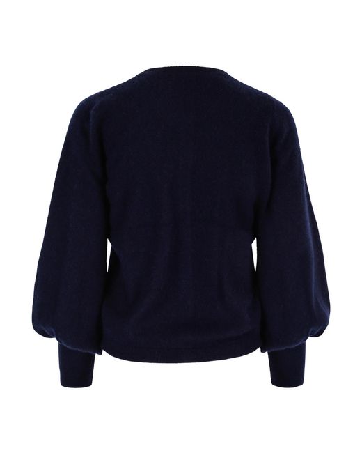tirillm Black Ava Cashmere Cardigan With Puffed Sleeves