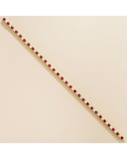 Juvetti Metallic Ciclo Tennis Bracelet Set With Ruby & Diamond