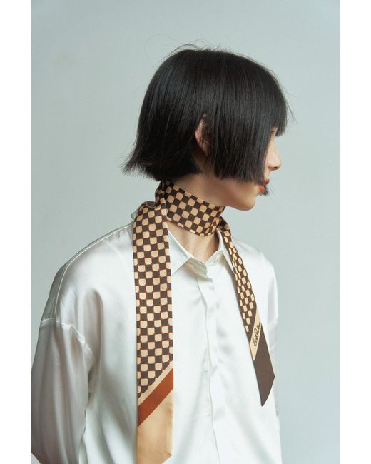 Lost Pattern Metallic Checkerboard Twilly Scarf