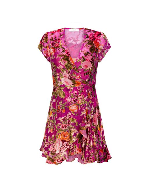 Introvertie VIENNA Pink Alice Lady Rose Silk Wrap Dress Mini