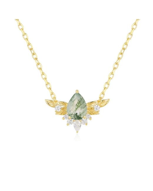 Azura Jewelry New York Metallic To Bloom Again Moss Agate Vermeil Necklace