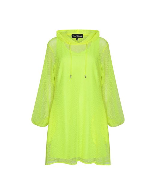 Sylvia Piechulla Green Aphrodite Neon Lime Holiday Resort Midi Dress With Hoodie
