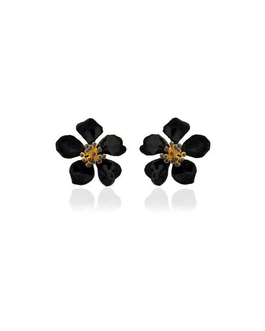 Milou Jewelry Black Cherry Blossom Flower Earrings