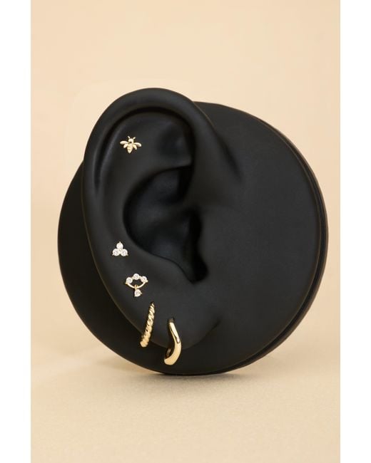 Vanhi Metallic 14K Solid Freda Lab-Grown Diamond Flat Back Stud