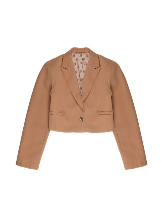 Roch Perel Brown Silk Lined Cropped Blazer