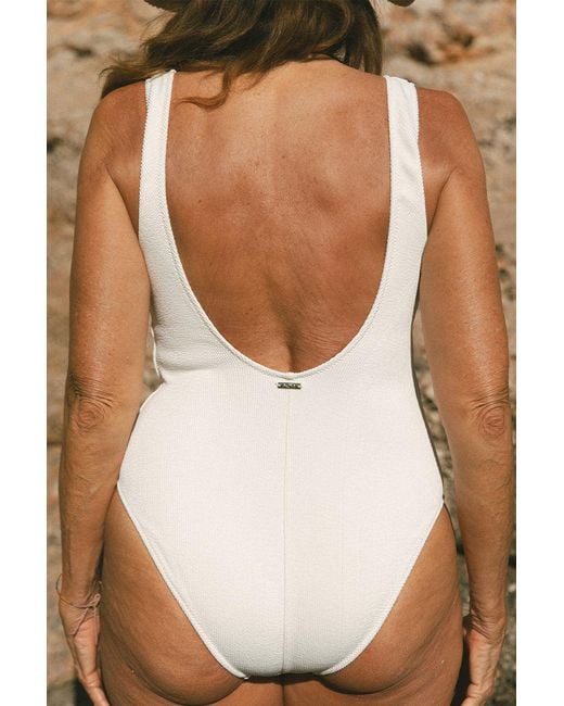 Aqva Swimwear White Neutrals Nude Balmins One-Piece Swimsuit