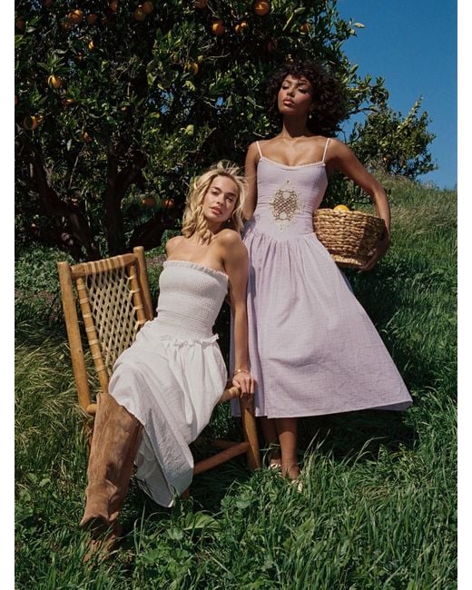 Miss Circle New York Purple Jaclyn Lace Trim Cutout Seersucker Midi Dress