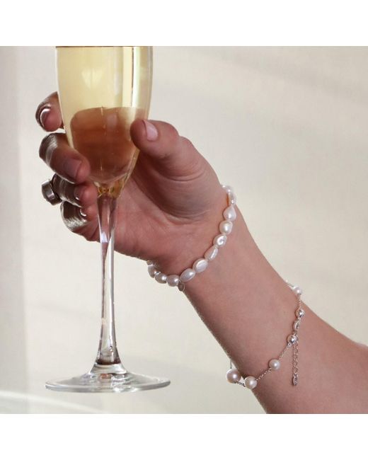 FV Jewellery Metallic La Pierre Keshi Pearl Stretchy Bracelet