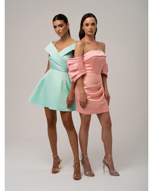 Tia Dorraine Green Easy To Love Flared Satin Mini Dress, Mint