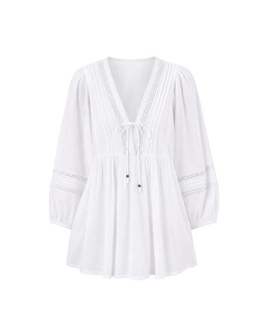 Adrift Clothing White Cairo Boho Blouse