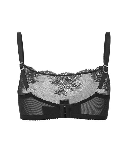 Amour D'agnette Gray Kim High-Neck Sheer Lace Underwire Bra