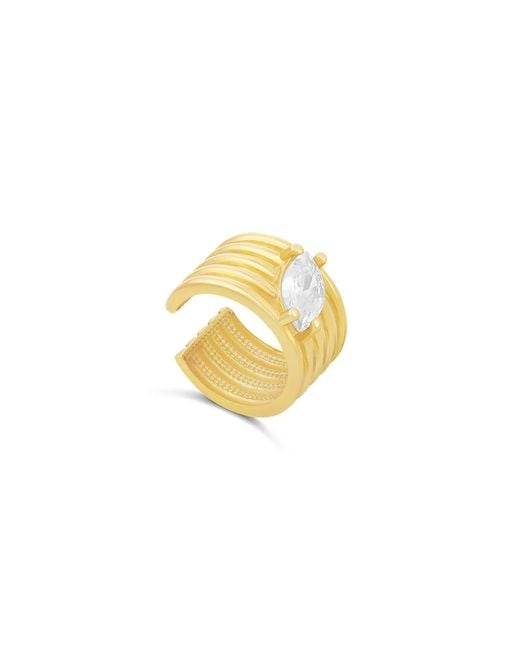 SHYMI Metallic Fluted Marquise Stone Ear Cuff
