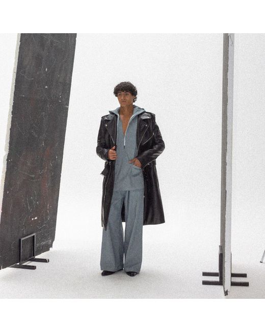 Born in Exile Gray Wide Stripe Pants Mid Rise for men