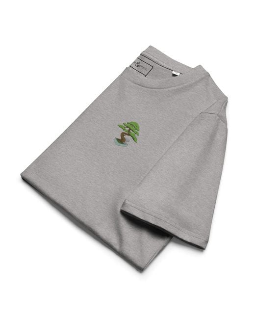Anchor and Crew Gray Heather Bonsai Garden Dystopia Organic Cotton Embroidered T-Shirt for men